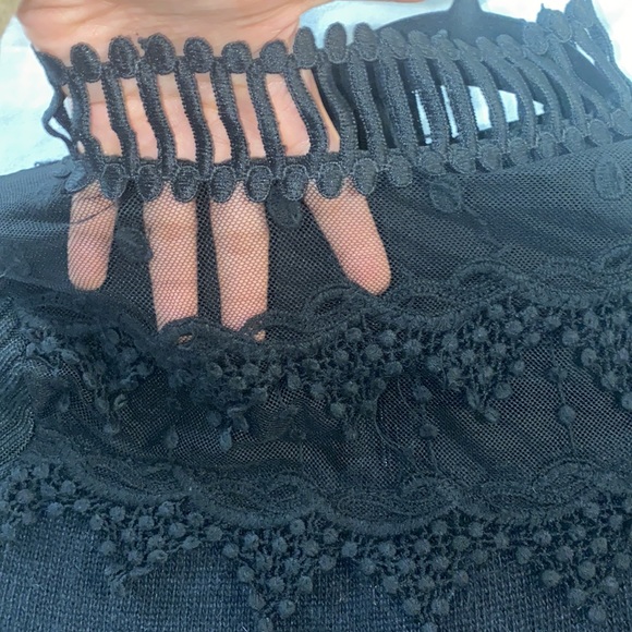 Mini black turtleneck dress with long sleeves and sheer front - Picture 2 of 4